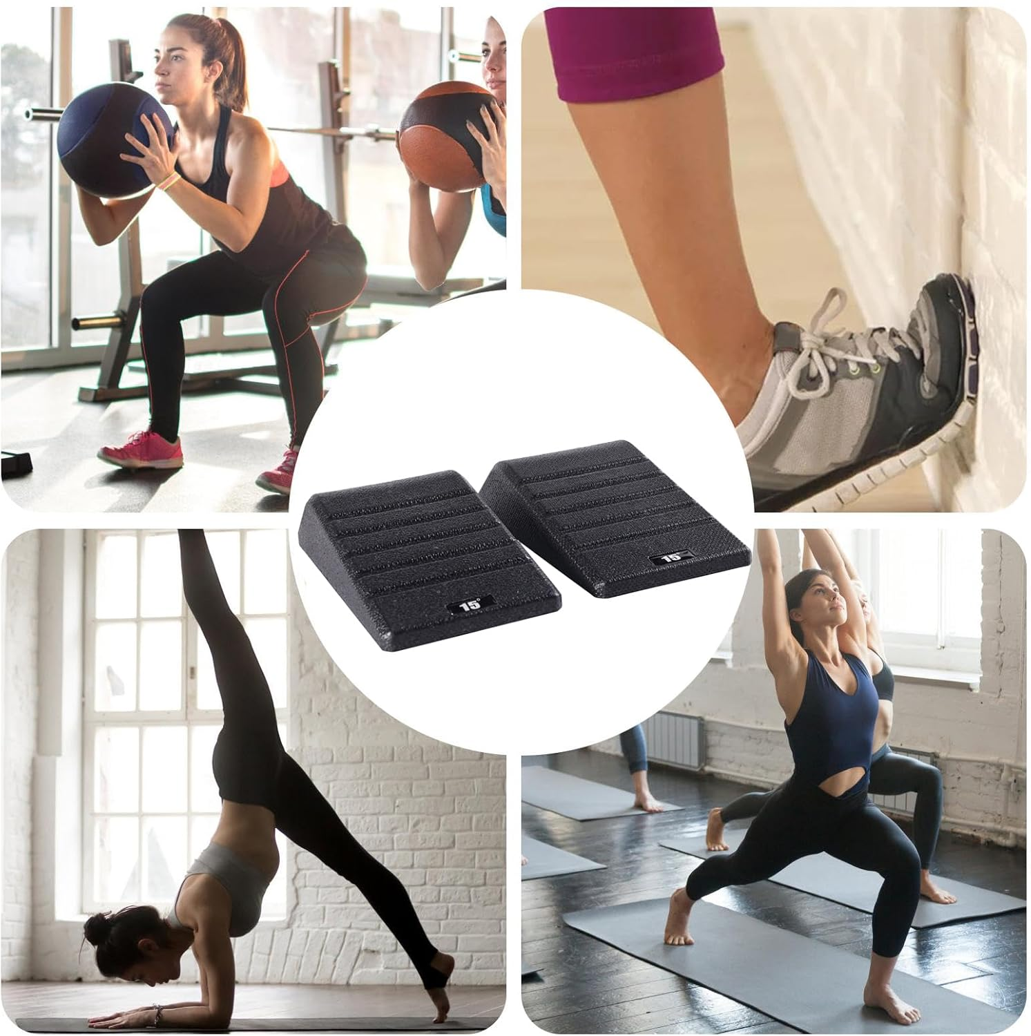 Exercise Wedges for Squats,2-Piece Heel Elevated Squat Exercise Wedge | Ergonomic Stretcher Ramp Home Gym Accessories for Fitness Athlete Weightlifting Practice Yoga Studio Runner