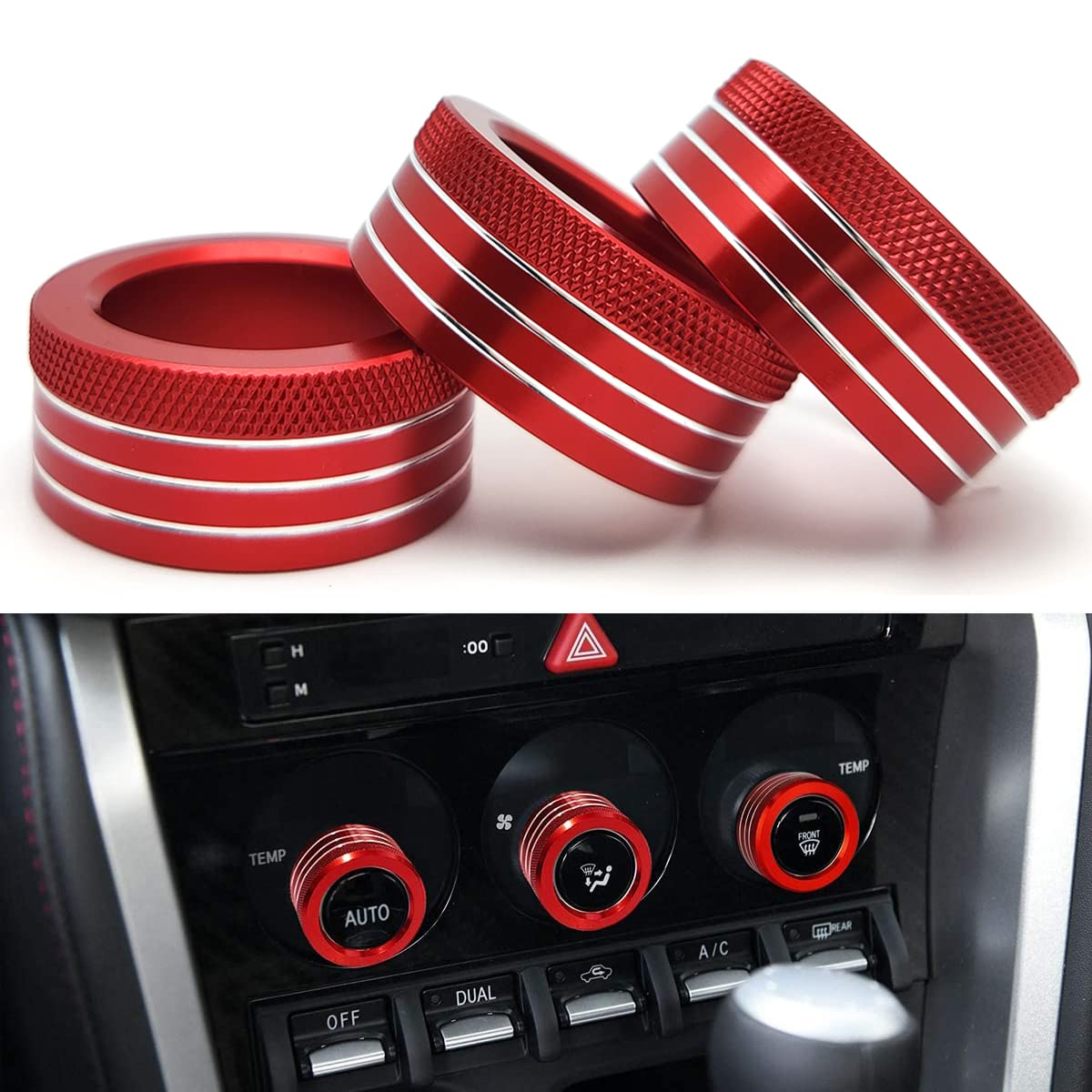 3PCS Air Conditioning Button Cover Decoration Twist Switch Ring Trim Fit for Subaru BRZ Toyota 86 FR-S GT86 FT86 2013-2022 Interior Accessories image number 5