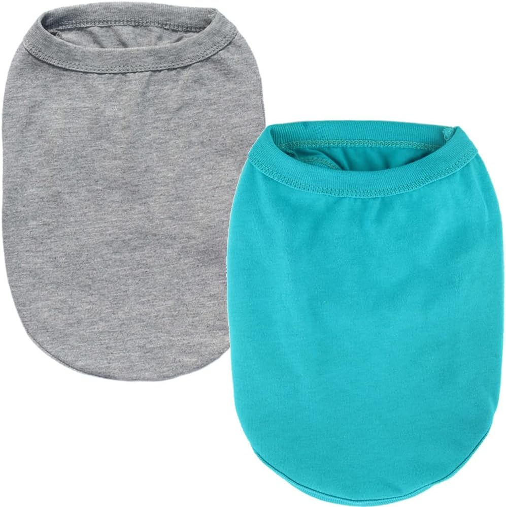 2 Pack Plain Dog Shirts for Small Dogs Girl Blank Pet Clothes Breathable Doggy Outfits for Yorkie Chihuahua Teddy French Bulldog Hot Pink & Puprle (Neck Girth 10.24'')