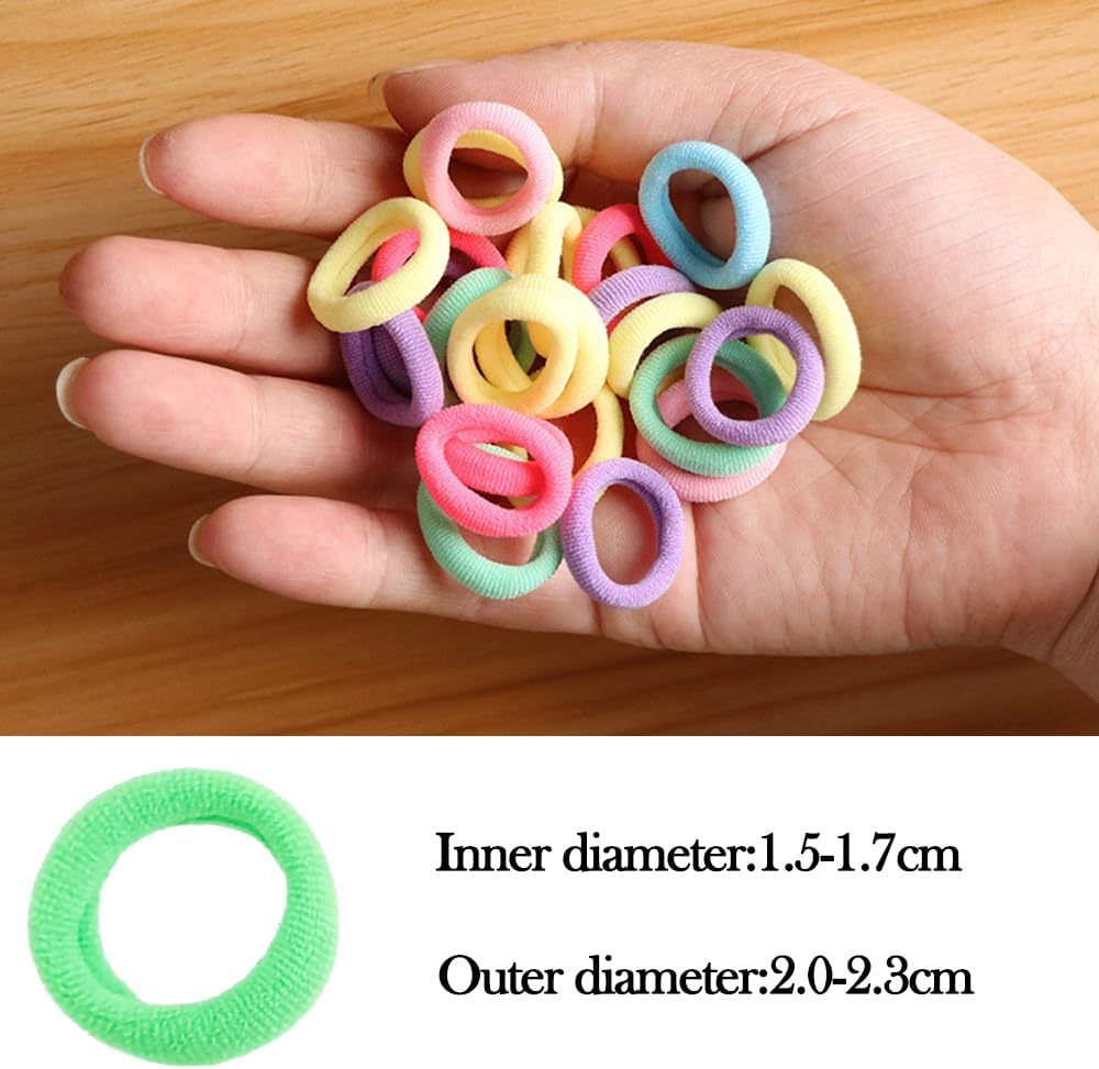 500Pcs Baby Hair Ties, Betterjonny Elastic Hair Rubber Bands24 Colors Candy Cotton Seamless Hair Ties Soft Ponytail Holder Multicolor Small Hair Accessories for Kids, Newborn Girls, Toddler image number 1