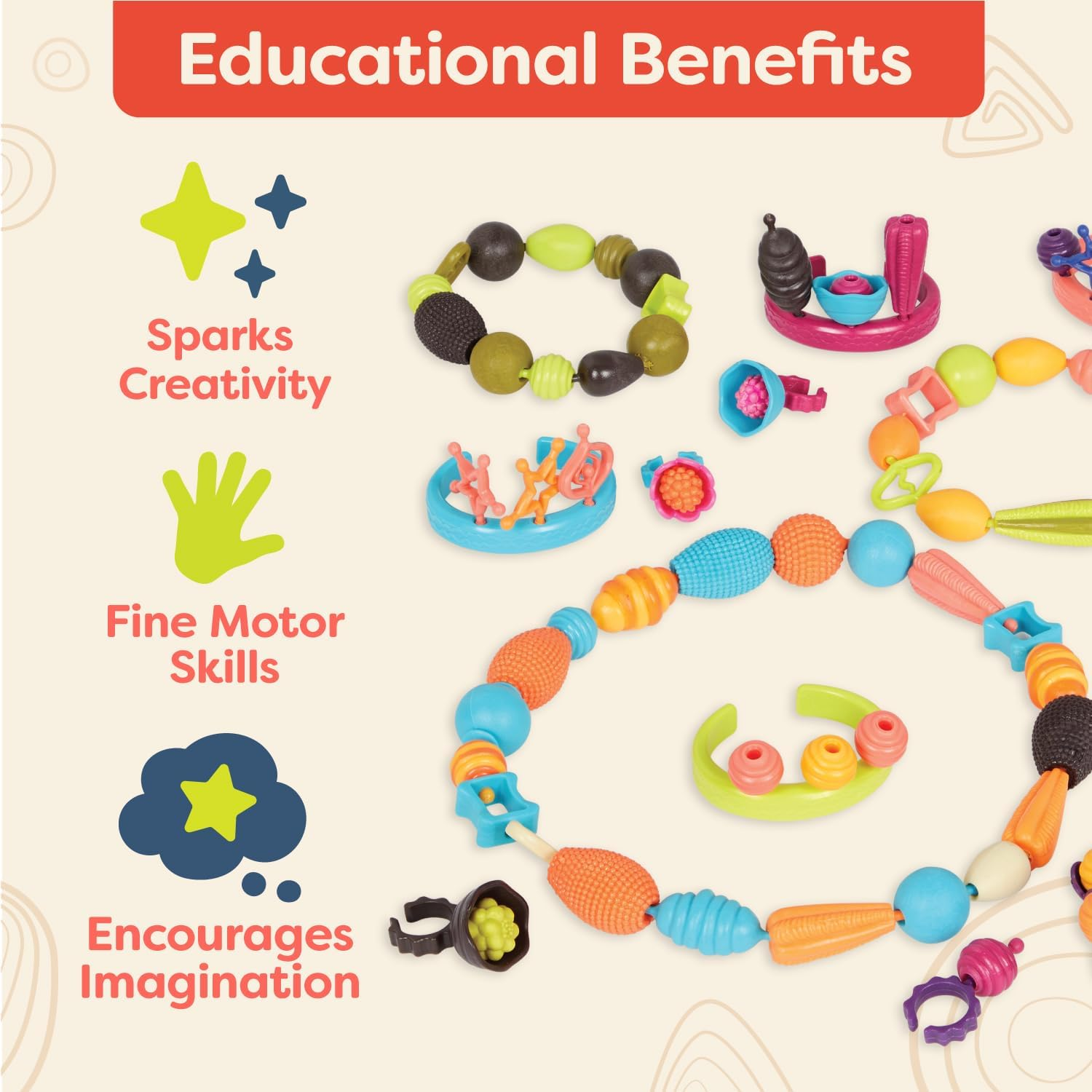 B. Toys &ndash; Pop Arty! 150 Pieces &ndash; Jewlery Making Kit &ndash; Creative Pop Snap Bead Set for Kids &ndash; DIY Craft Jewelry Making Kit &ndash; Necklaces, Rings, Bracelets &ndash; 4+ Years image number 1