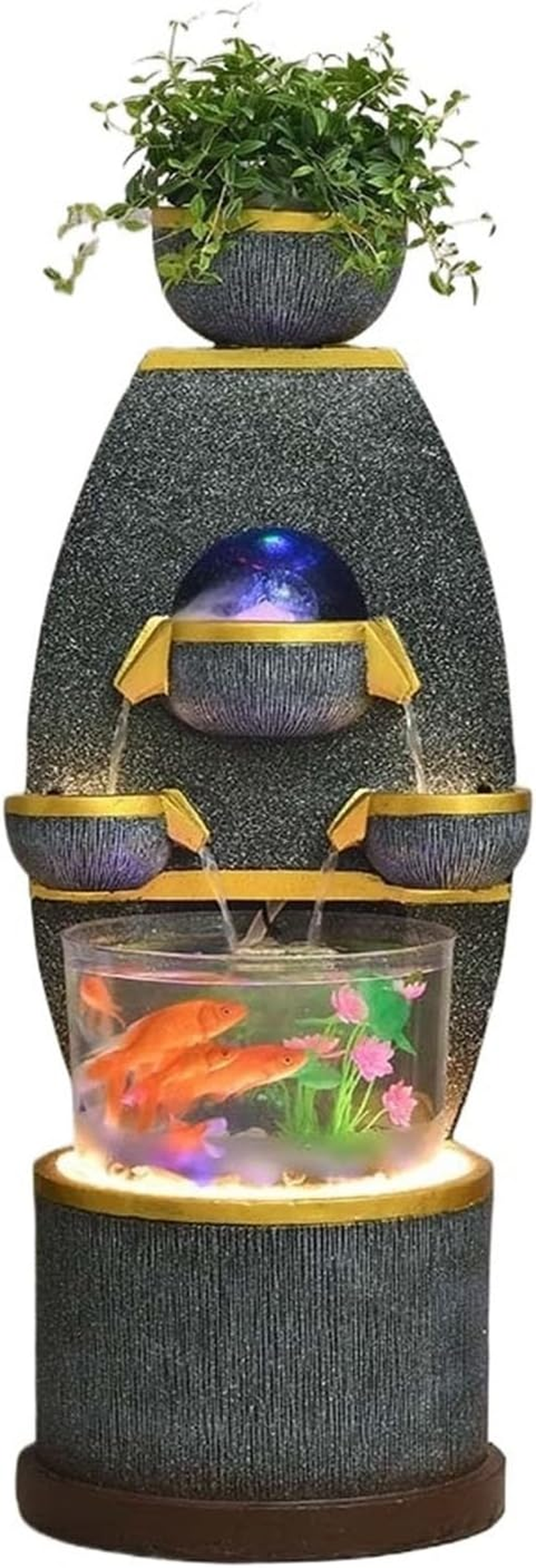 Outdoor Fountain Water Fountain with Fish Tank and Atomiser- Circulating Fountain-Peaceful and Relaxing Sound - Waterfall for Home and Office Decoration(Large) image number 1