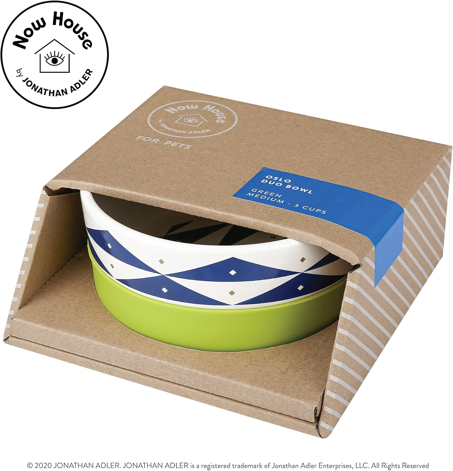 Now House for Pets by Jonathan Adler Oslo Duo Dog Bowl, Medium | Cute Ceramic Dog Food Bowl from Now House by Jonathan Adler for Water or Food, 6 Inch Dog Bowl image number 2