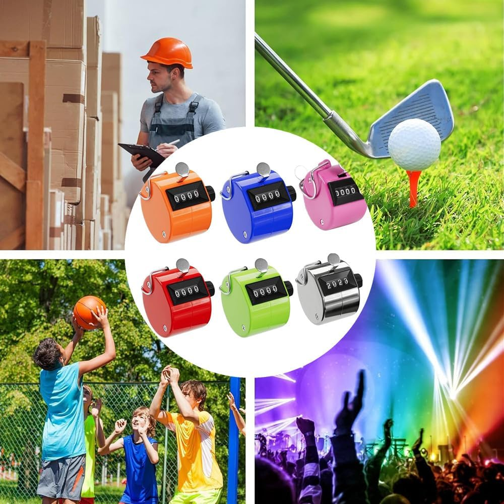 Tally Counter 6 PCS Hand Tally Counters Manual Click Counter 4 Digit Clicker Counter Number for Counting Golf Scoring, Click Counter with Finger Ring, for Counting, Coaching, Golf, Fishing image number 5