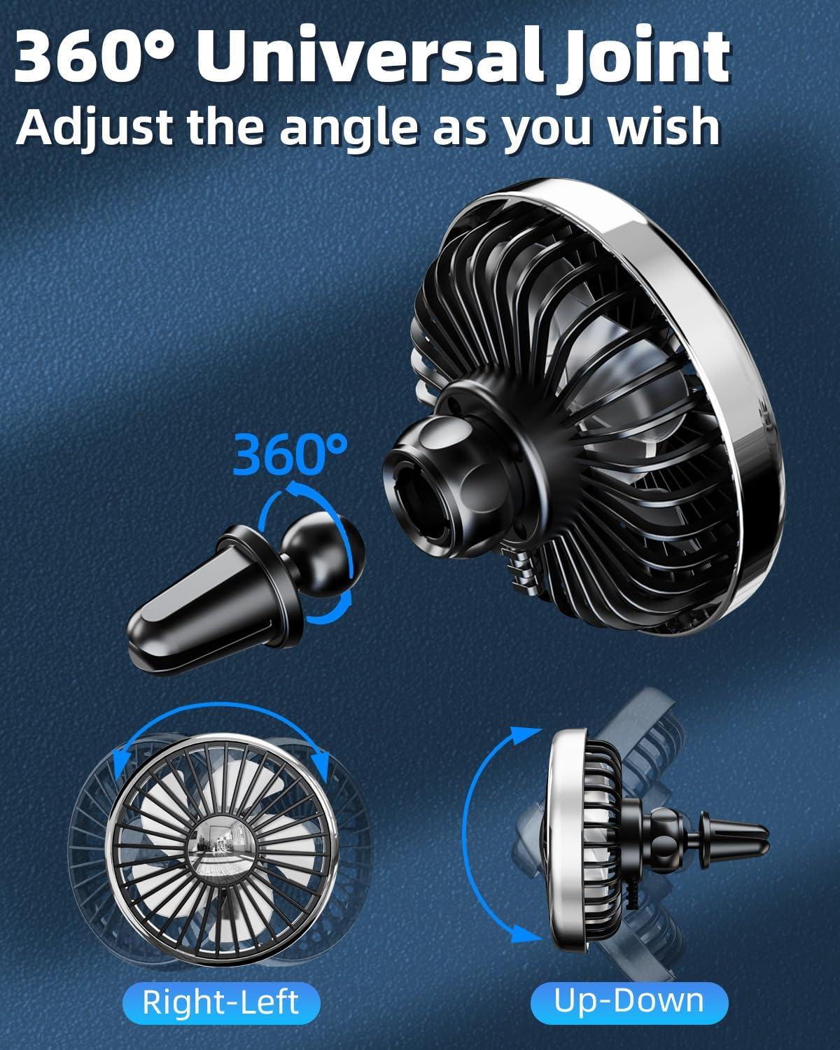 Usb Car Vent Fan for Air Vents Mounted with Colorful Light, 360&deg; Rotatable Clip Fans That Blow Cold Air, Small Cooler Mini Fan Silent, Air Vent Booster for Vehicle, Van, Truck, Suv, Rv image number 3