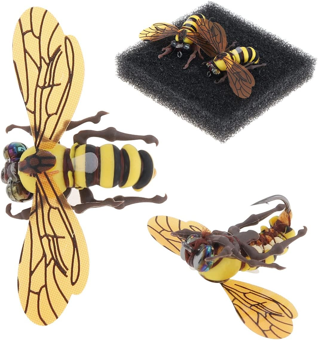 Origlam 2 X Bee Fly Fishing Lures Bumble Bee Trout Fishing Fly Fishing Topwater image number 6