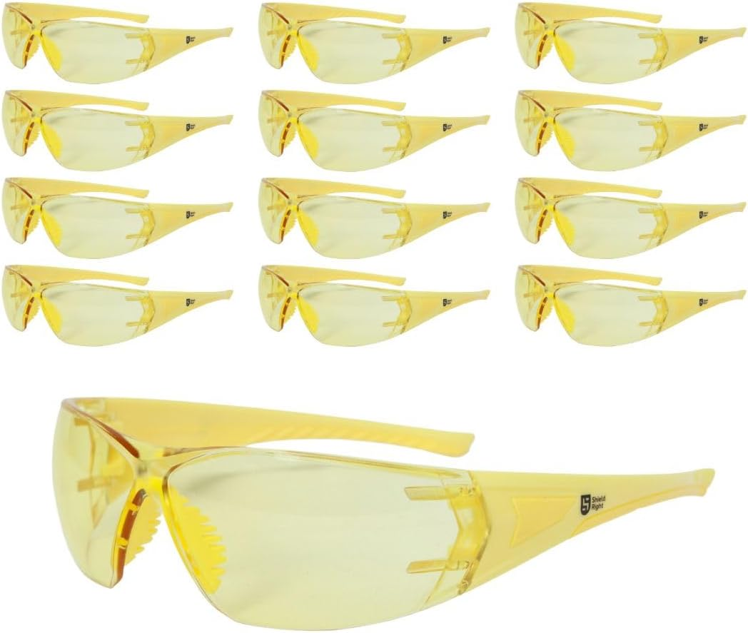 Shield Right Pro Safety Glasses, Anti-Fog and Scratch Resistant Wrap around Lenses, Adjustable Nose Pads, AS/NZS 1337.1:2010 Certified Safety Glasses,100% UV Protective Eyewear