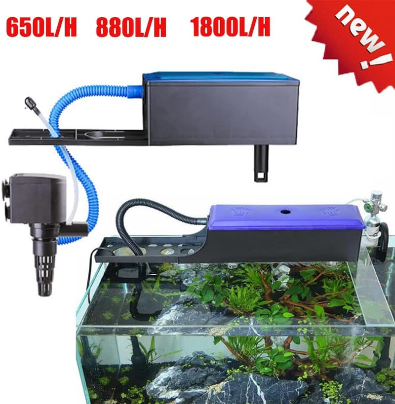 Aquarium Filter Box, 3-In-1 Internal Aquarium Filter, Fish Tank Filter, Silent Circulating Pump External Trickle Filter for Betta, Turtle, Pond Fish, Garden (1800L/H) image number 1