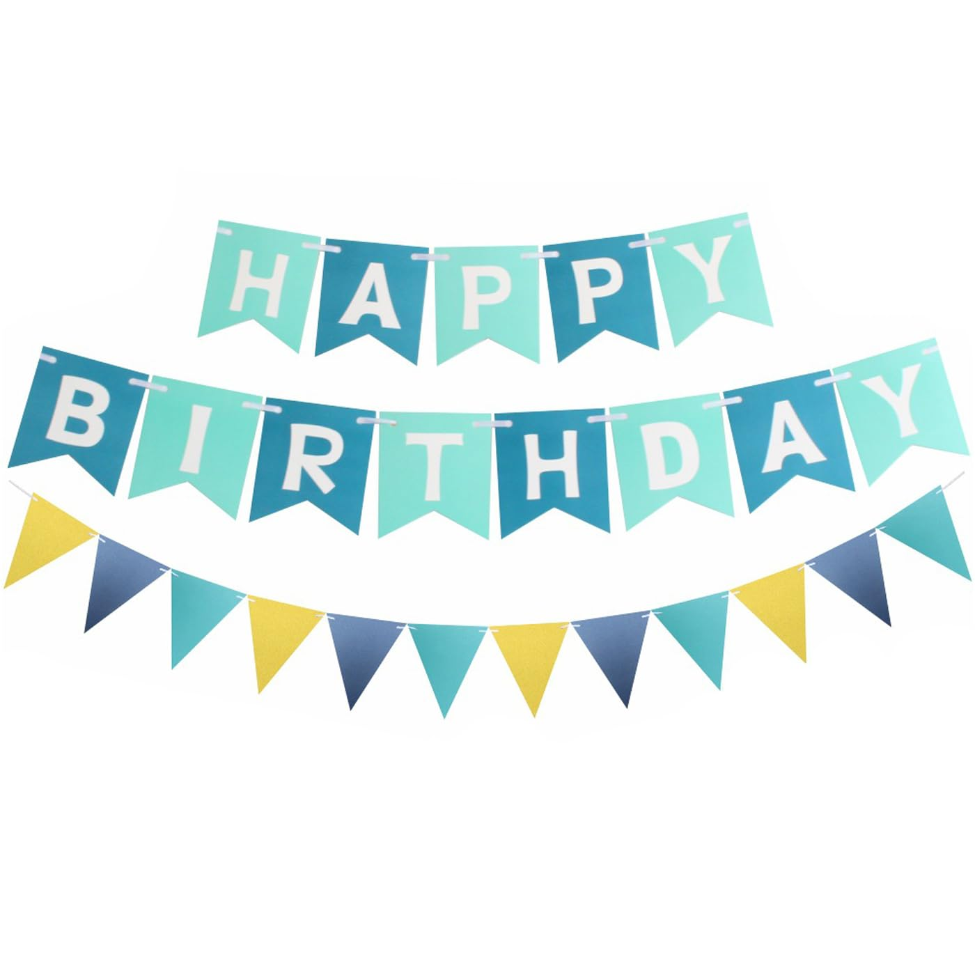 Haobase Happy Birthday Banner Triangle Flags Banner Happy Birthday Sign Swallowtail Flag Hanging Party Decoration (Blue2)