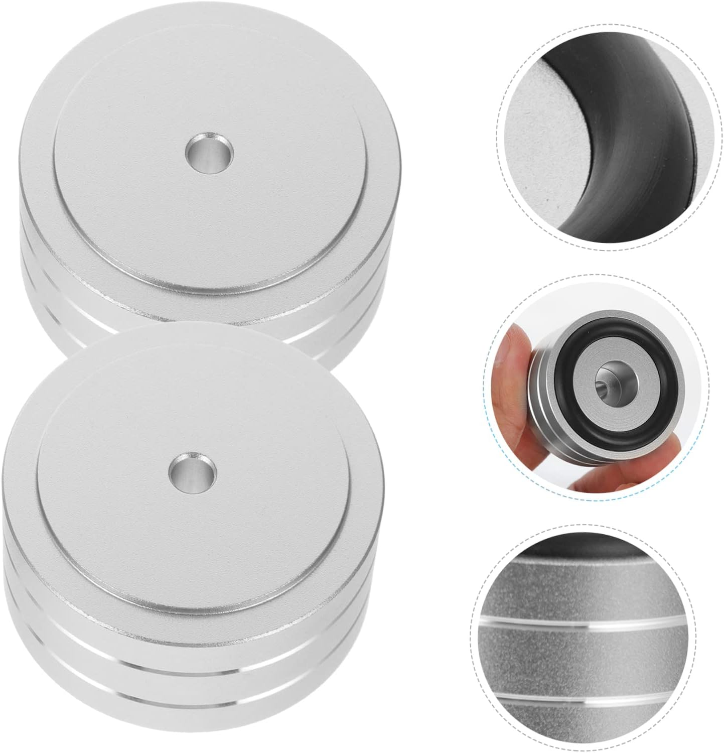SUPVOX 2Pcs Amplifier Feet Pad Aluminium Alloy Speaker Spikes Detachable Rubber Ring anti Vibration Feet Universal Subwoofer Stand Silver - Silver image number 4