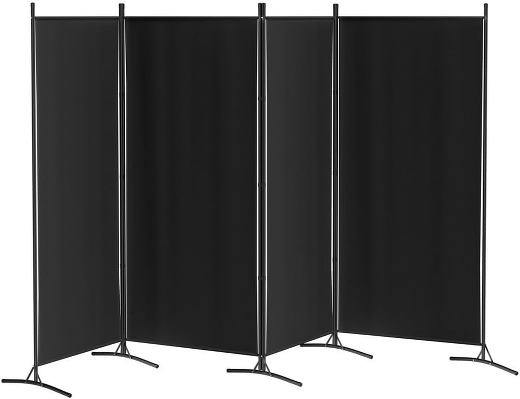 Artiss Room Divider, 4 Panels Fabric Folding Privacy Portable Screen Shelf Dividers Partition Wall Screens Home Pet Child Indoor Balcony Bedroom Furniture, Separator Water-Resistant Black