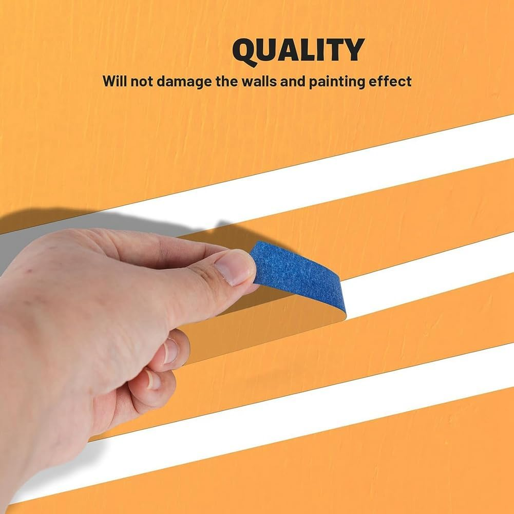 Blue Painters Tape Paint Tape Blue Tape for Painting Automotive Walls Packing Removable Free Residue, 4 Rolls image number 5