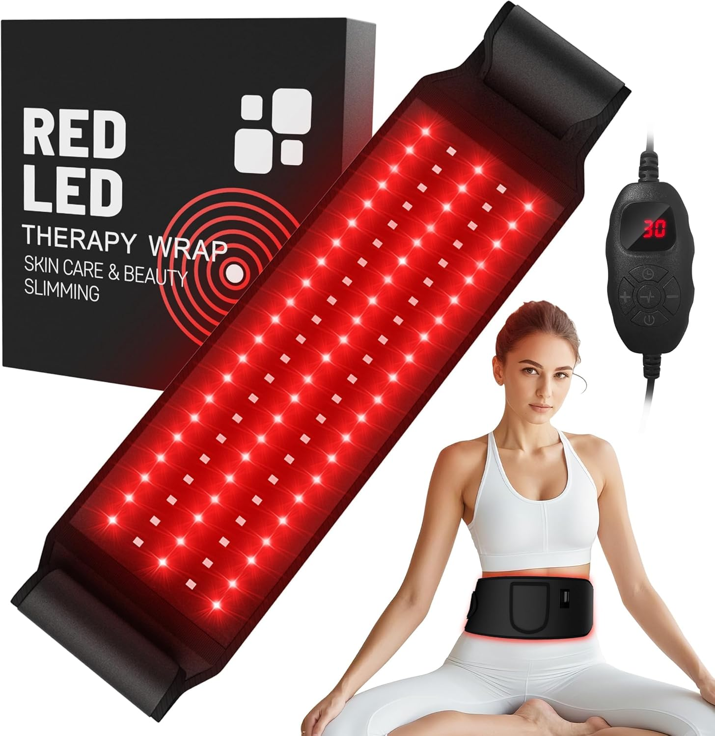 Upgrade Red Light Therapy Belt, Red Light Therapy Device for Body with Timer for Back Shoulder Waist Muscle Pain Relief for Women Men, 140 Leds, 3 in 1 Led Beads, 660Nm Red Light & 850Nm near Infrared Light Therapy Belt image number 4