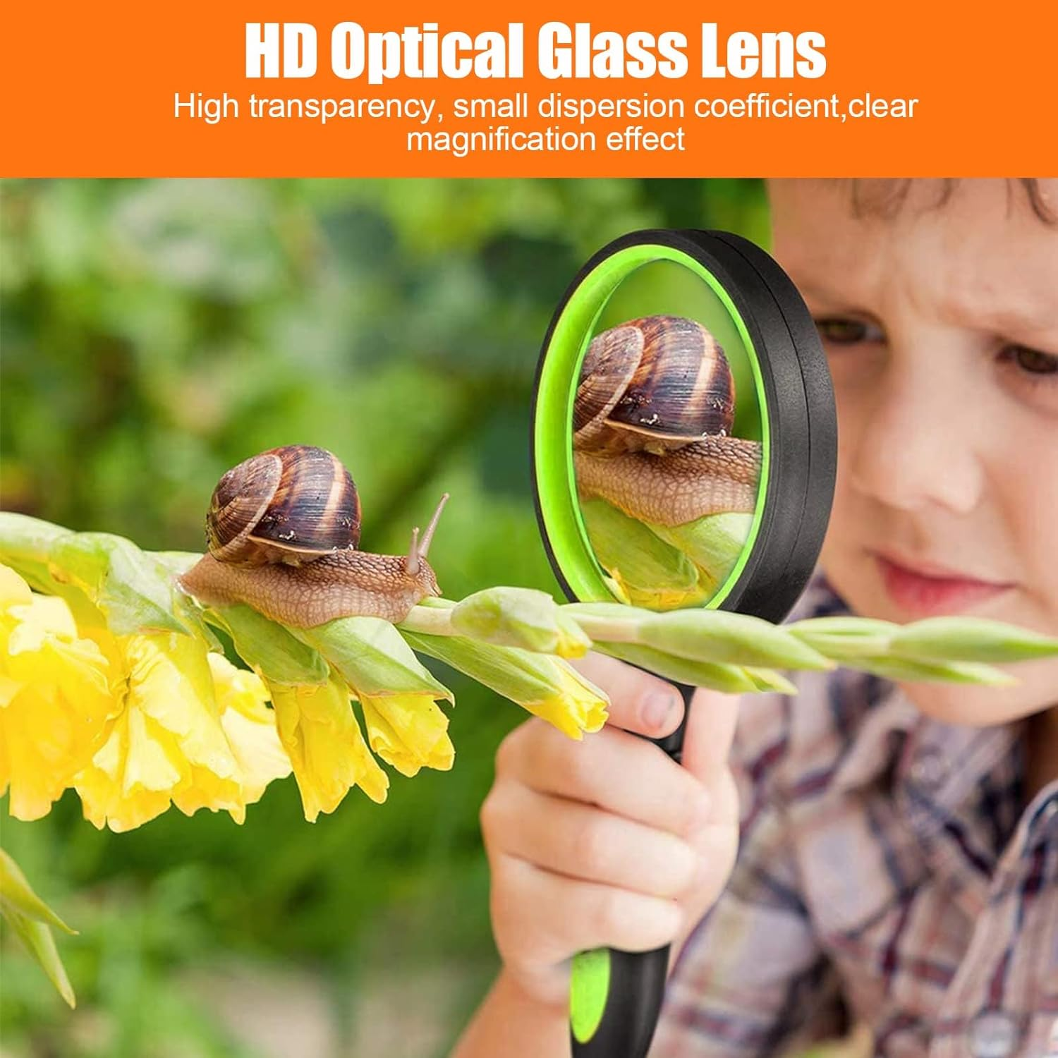 Handheld Magnifying Glass, 2 Pcs Large Reading Magnifier, 10X Non-Slip Handheld Reading Magnifier for Book Newspaper Reading, Classroom Science, Nature Exploration (Orange, Green) image number 5