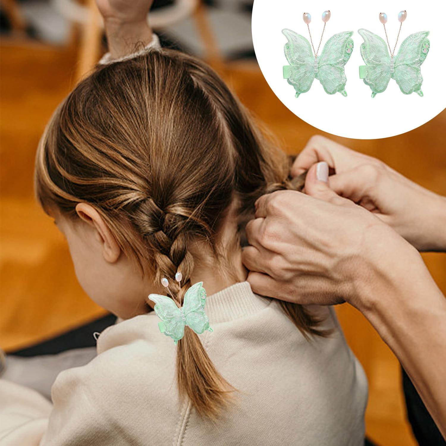 Set of 4 Mesh Butterfly, Hairpin, Cute Hair Accessories, Hairstyle Decorations and Hair Accessories for Girls. image number 5