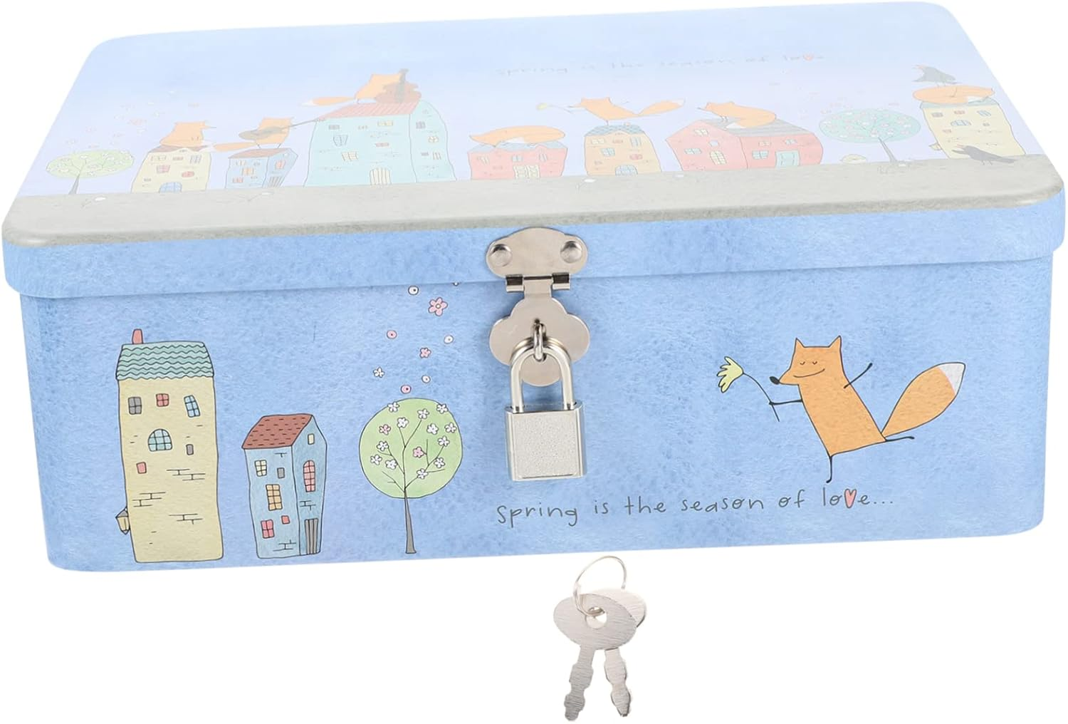 Lockable Storage Box Tin Box Lock Key for Desktop Jewelry Display Storage Case for Home Office Organization image number 1