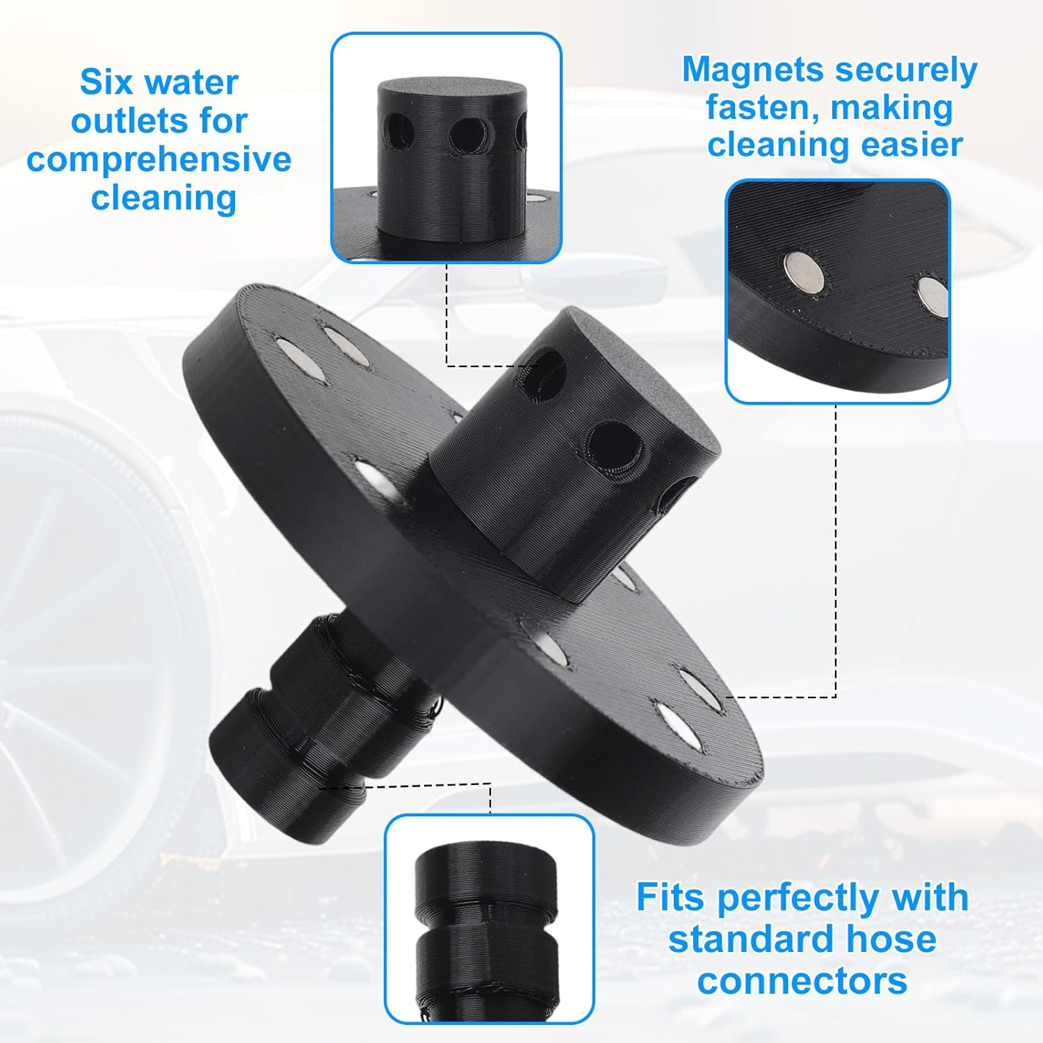 O-Ring Chassis Cleaner Flusher Kit, Black Magnetic Chassis Flusher Kit with 360&deg; Spinning Nozzle for Trucks Cars SUV image number 3