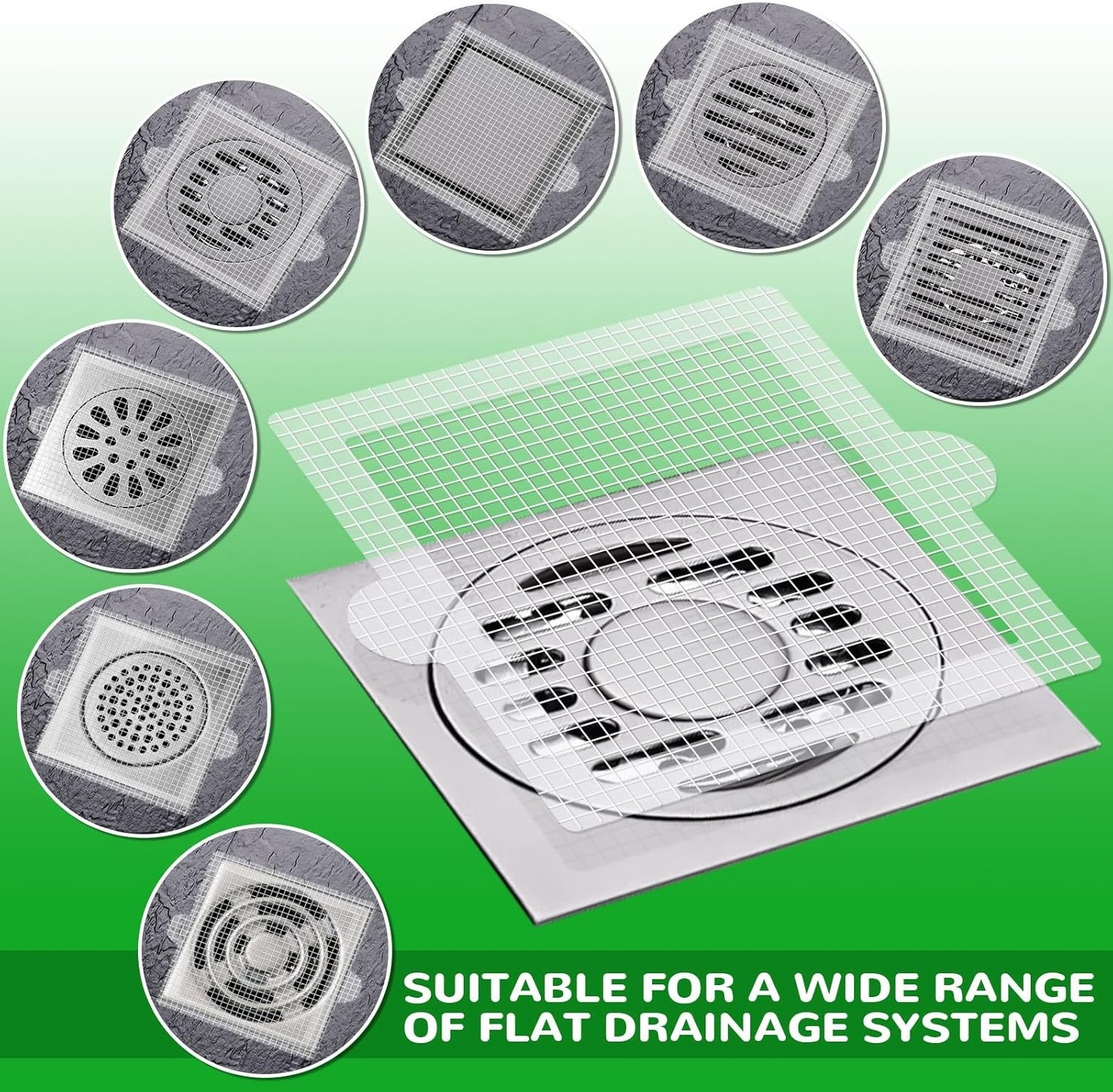 Bagentry 40 Pack Disposable Shower Drain Hair Catcher Square, 4.1 in Mesh Drain Covers Stickers, Flat Shower Hair Trap Stopper Collector Filter for Bathroom Laundry Bathtub Sink Kitchen White image number 4