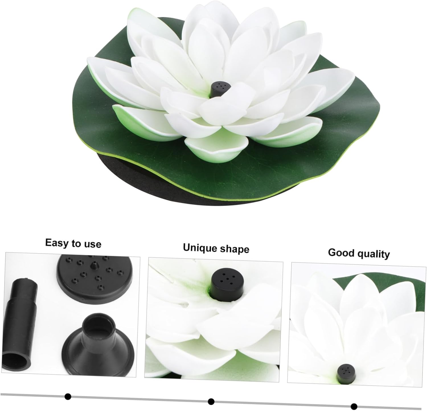 Solar Fountain Floating Lotus Fountain White Outdoor Water Feature Automatic Solar-Powered Decorative Garden Pump for Pools and Ponds image number 2
