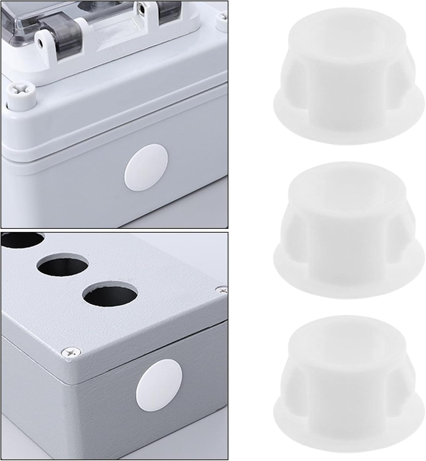 Ecsing 100Pcs Plastic Hole Plug Replacement Flush Type Hole Plugs Snap Furniture Fencing Post Pipe Insert End Caps Accessories for Cabinets Window Frames White image number 4