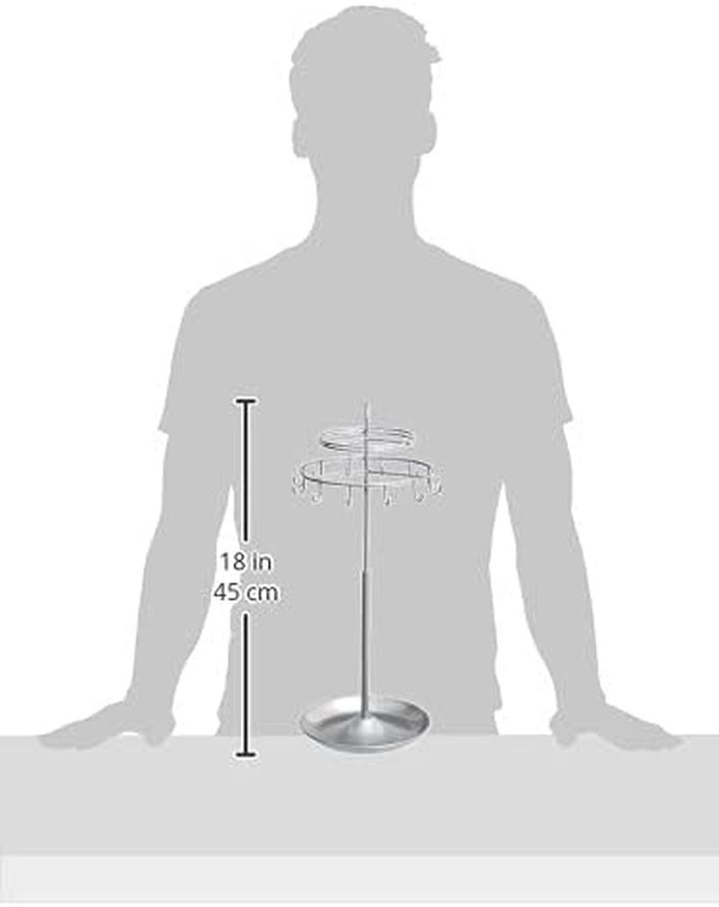 Amazon Basics Spinning Jewelry Tree Stand - Nickel - White/Nickel image number 2