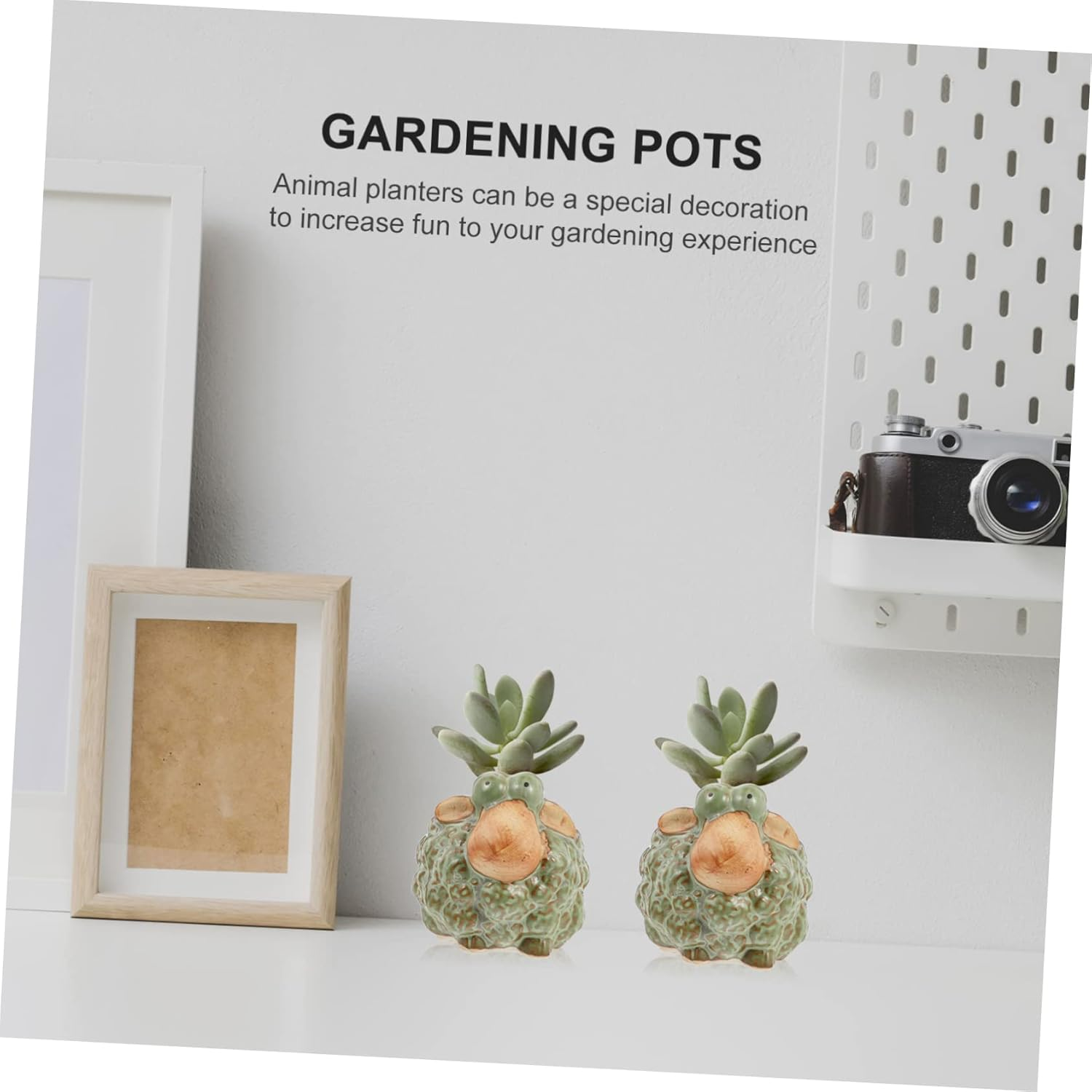 Parliky 2Pcs Retro Sheep Shape Ceramic Flower Pots Green Plant Pots for Artificial Plants Sheep Gardening image number 2