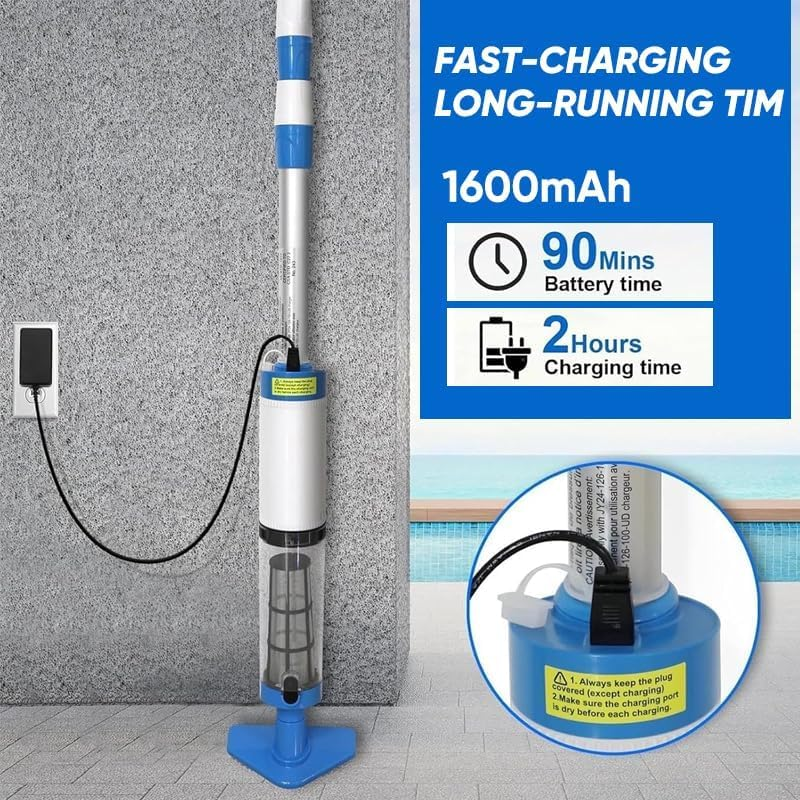 3-In-1 Cordless Rechargeable Powerful Motor Swimming Pool Vacuum Cleaner, Handheld Underwater Vacuum with Dual Filters, Lightweight for Easy Cleaning image number 5
