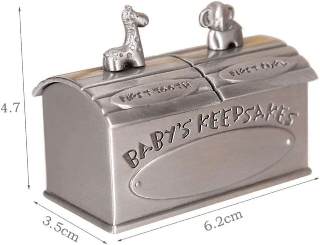Baby Tooth Keepsake Box and Organizer for Boys and Girls Metal Baby Tooth Holder Case in Antique Tin Finish Storage for Memory Preservation image number 5