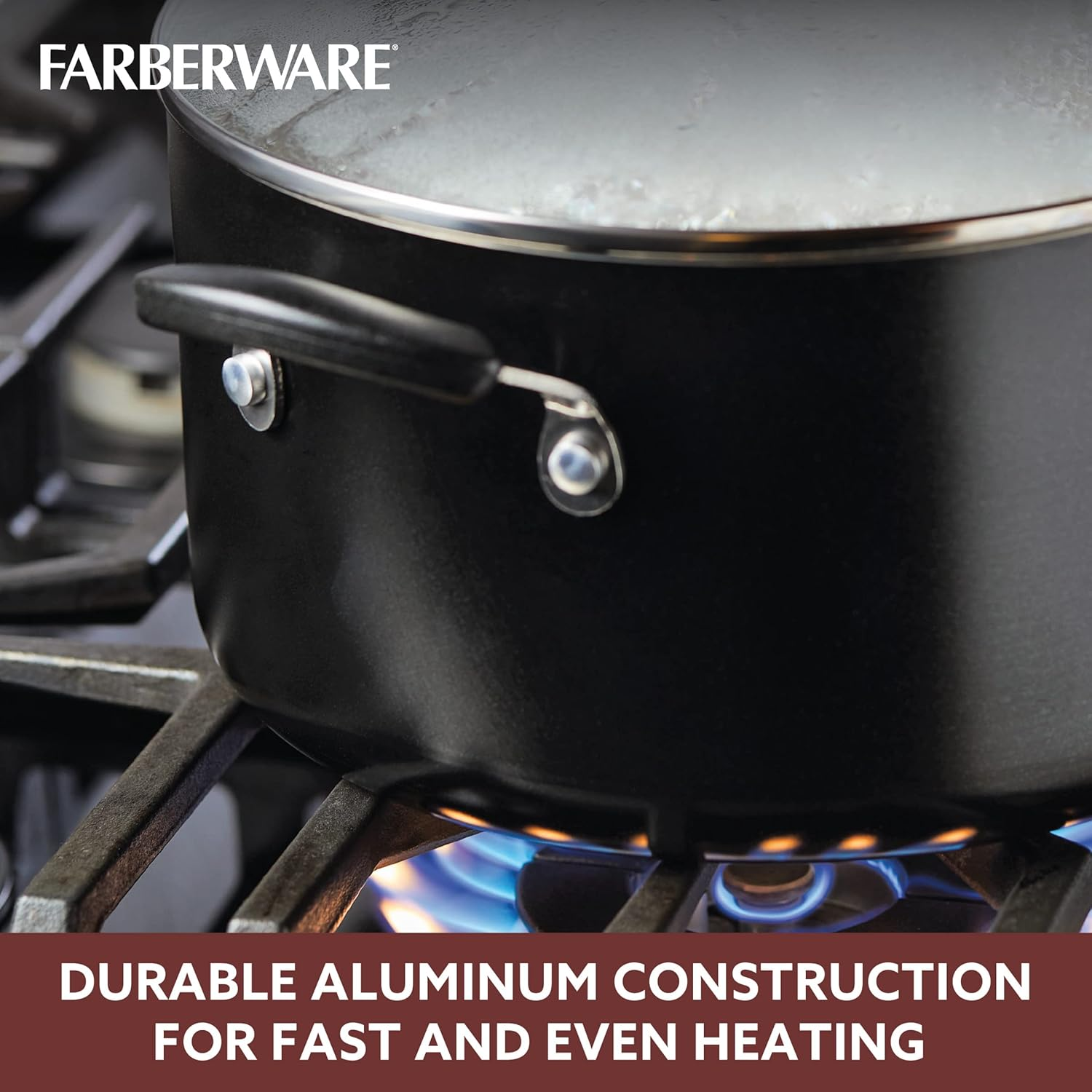 Farberware Smart Control Nonstick Stock Pot/Stockpot with Lid, 6 Quart, Black image number 3