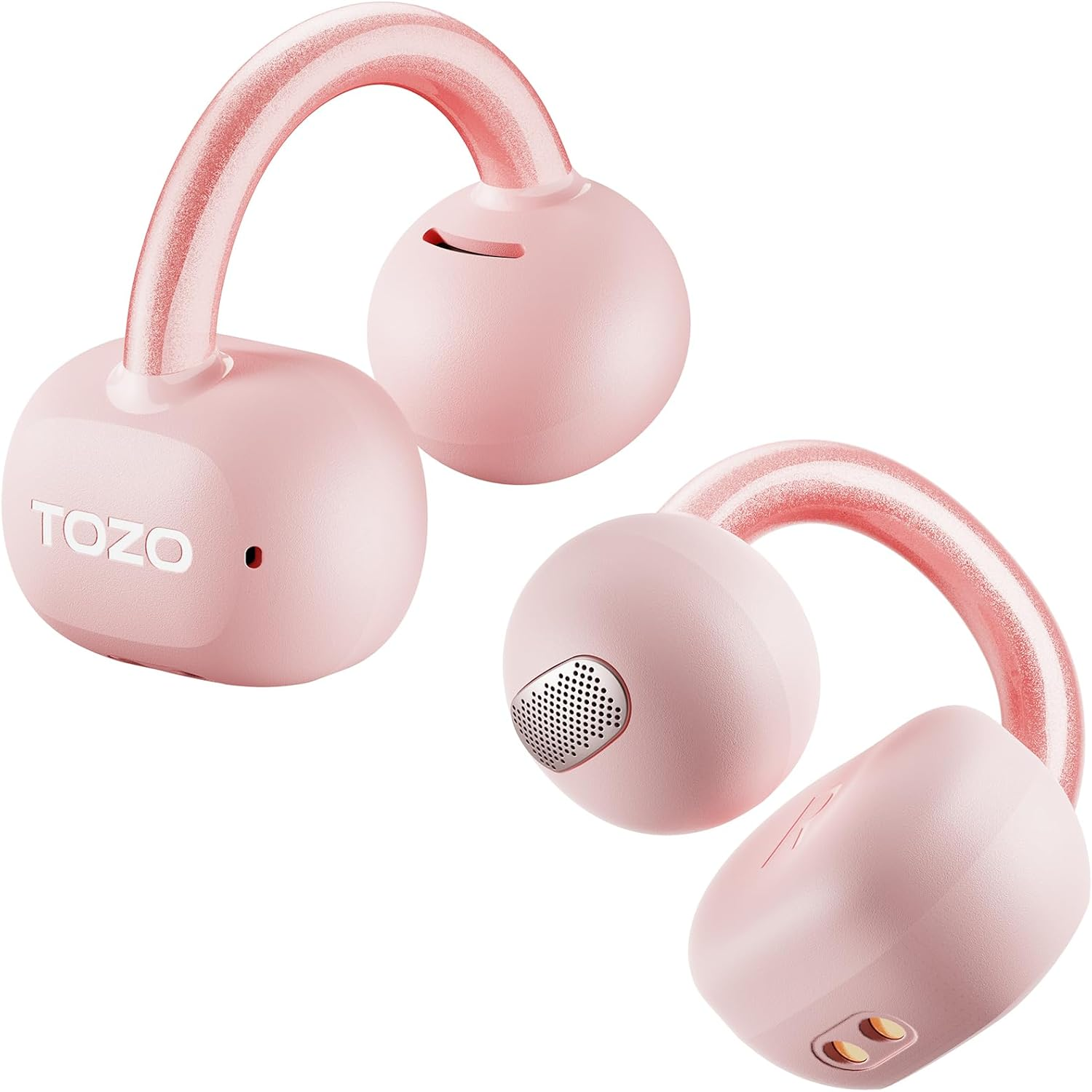 TOZO New Openearring True Open Ear Headphones, Lightweight Comfort Open Ear Clip Wireless Earbuds, 40H Play Bluetooth 5.4 Headphones with Smart Digital Display Design Fit Sports Running, Workout Black