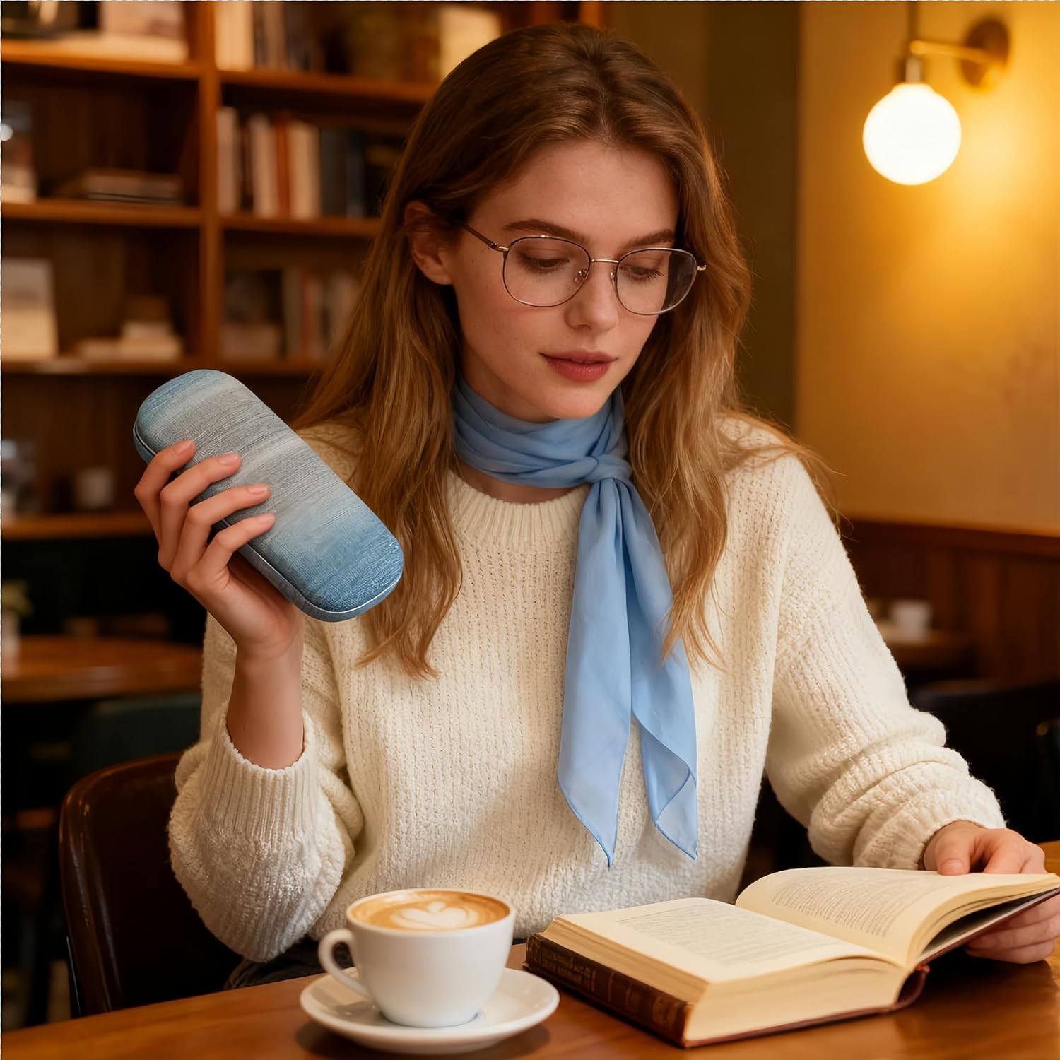 ANLIOTO 3 Pack Glass Cases Hard Shell, Portable Hard Eyeglasses Case Linen Fabrics Eyeglass Organizations for Women Girls - Green Blue Pink image number 3