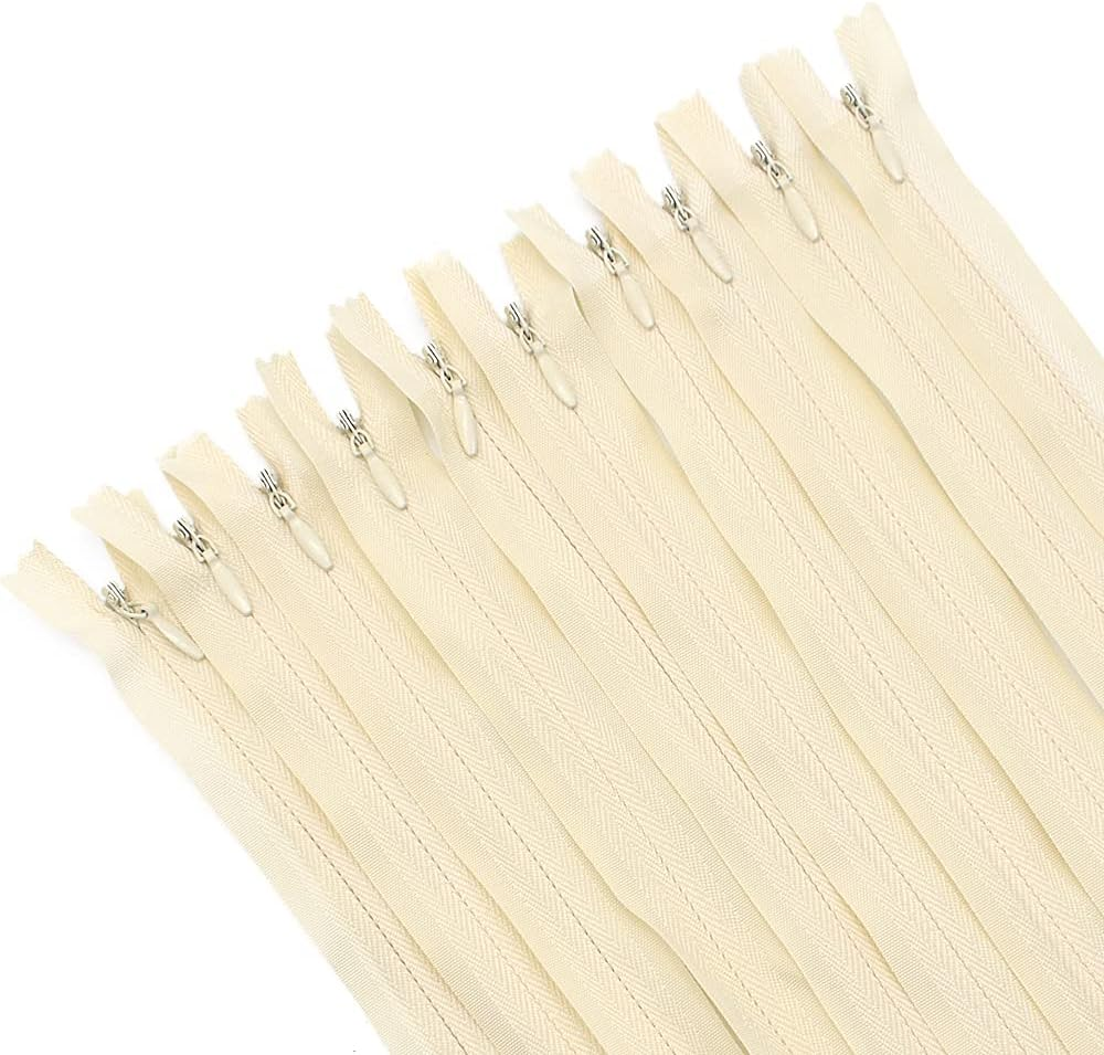 40Pcs 20 Inch Nylon Invisible Zippers Sewing for Tailor Sewing Crafts, Dresses, Skirts, Pillows DIY Crafter'S Special (Beige)