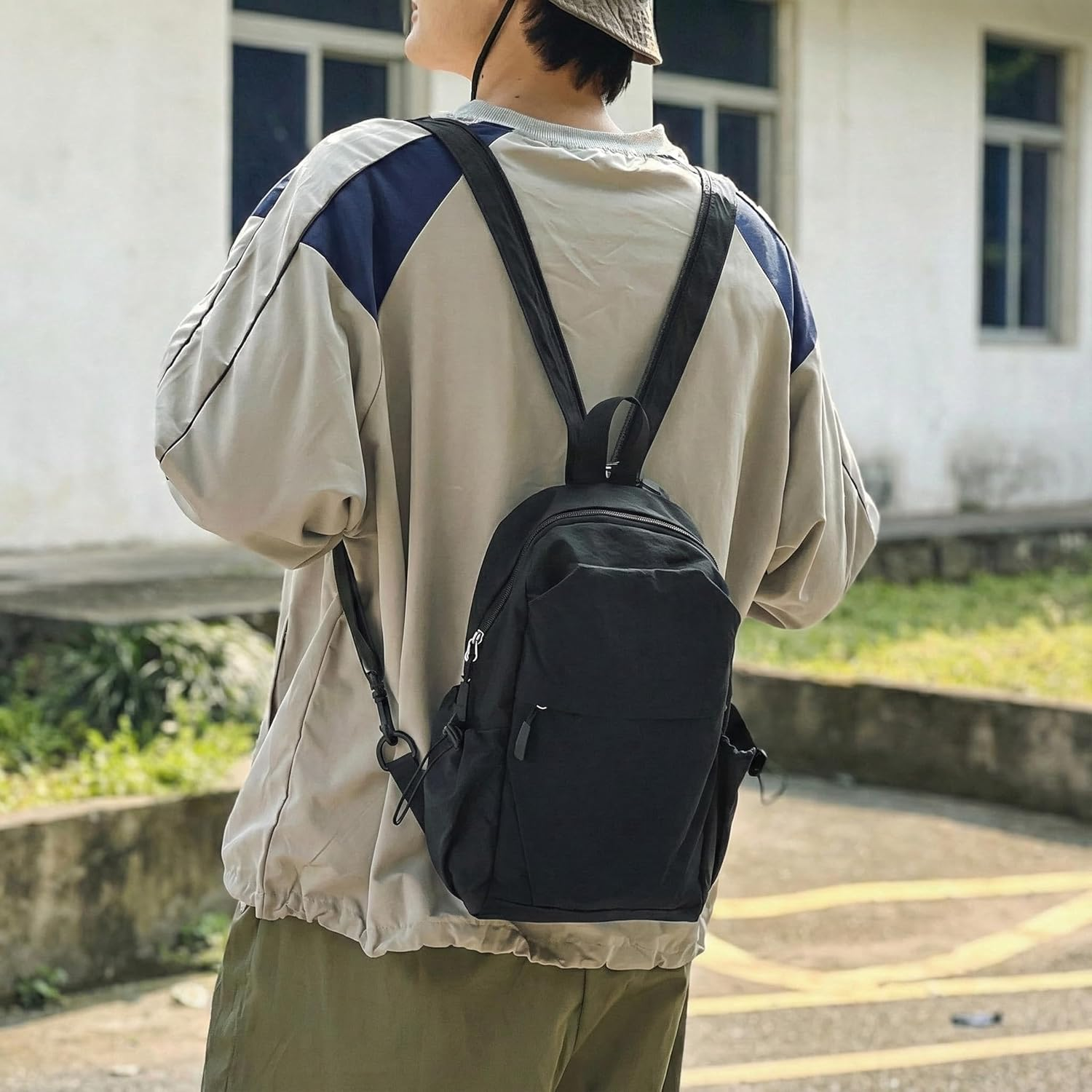 Small Sling Backpack, Lightweight Water Resistant Convertible Crossbody Chest Bag for Travel and Hiking, Fits 10 Inch Laptop image number 2