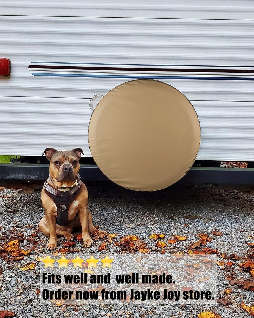 Spare Tire Cover, Beige Wheel Cover Waterproof PVC Leather Dust-Proof Universal Fit for Jeep, Trailer, RV, SUV and Camper (16 Inch) image number 5