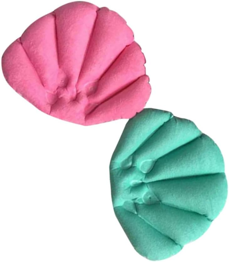 Beavorty 2Pcs Inflatable Bath Pillow Suction Cups Comfortable Spa Headrest Cushion for Bathtub Bathroom Use Random Color