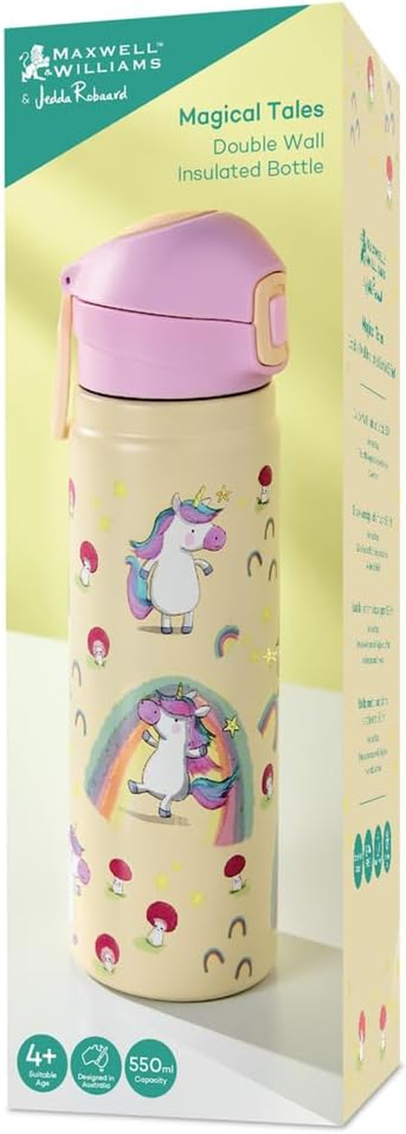 Maxwell & Williams Jedda Robaard Magical Tales Double Wall Insulated Bottle 550ML Unicorn Gift Boxed image number 2