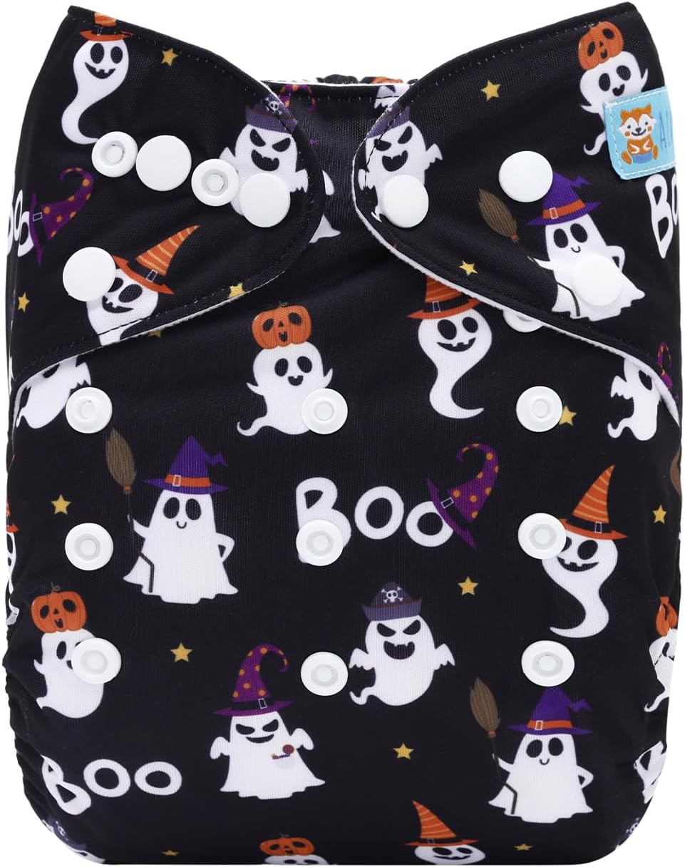 ALVABABY Baby Cloth Diapers One Size Adjustable Washable Reusable for Baby Girls and Boys 1 Pack with 2 Inserts QD89-2T image number 3