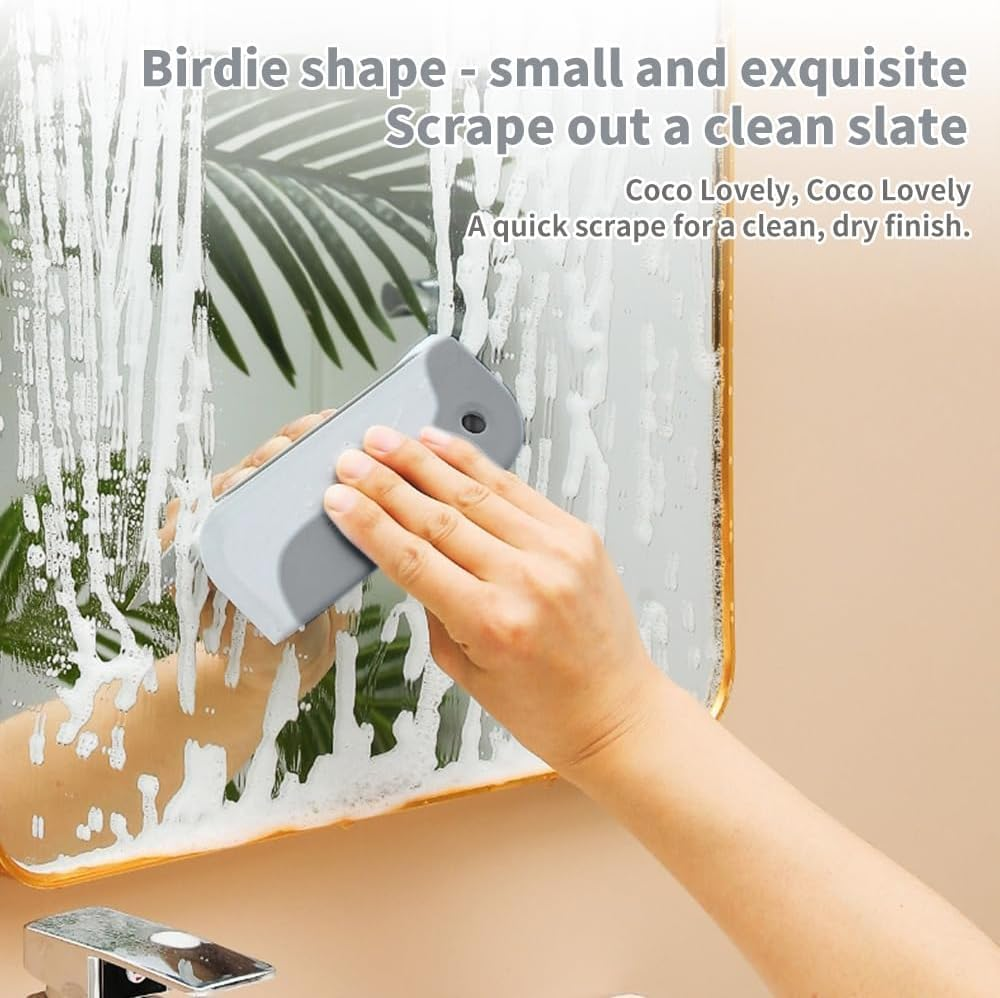 Mini Squeegee for Shower Glass, Kitchen Sink & Bathroom - Durable Rubber Blade, Streak-Free Cleaning Tool for Windows, Mirrors, Car Windshield & Glass Surfaces (2, Gray) image number 2