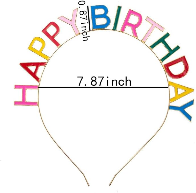 Birthday Headband Crown Rainbow Color Happy Birthday Hat Headpiece Bday Gifts for Women Men Girls Boys Birthday Props for Photoshoot Bday Birthday Party Accessories Favors Decorations