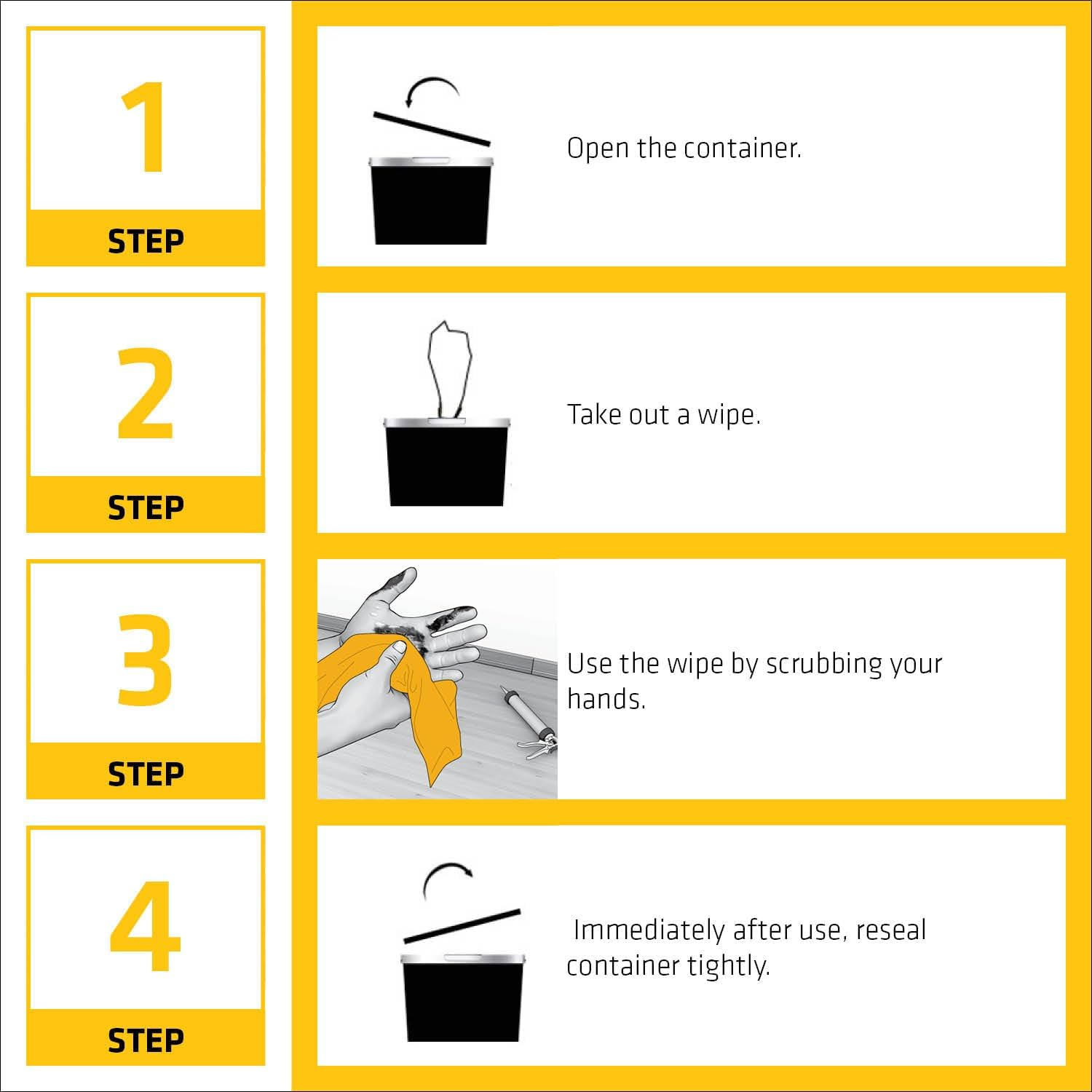 SIKA - Wipes - Sikacleaner-350H - Orange - Highly Effective Hand and Tool Cleaning - Gentle on the Skin - Can of 70 Wipes image number 1