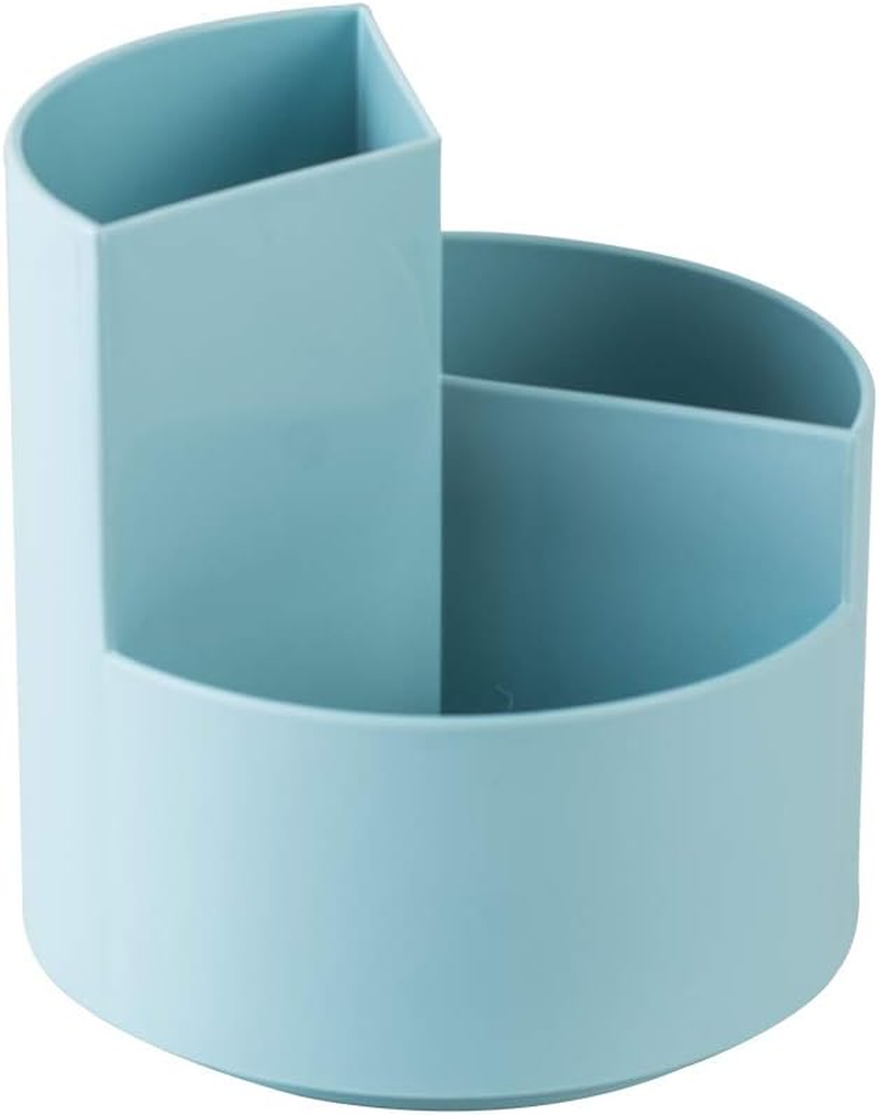YOSCO 360&deg; Rotating 3 Grid Pen Holder Stand Pencil Cup Pot Desk Organizer Makeup Brush Holder (Blue) image number 5