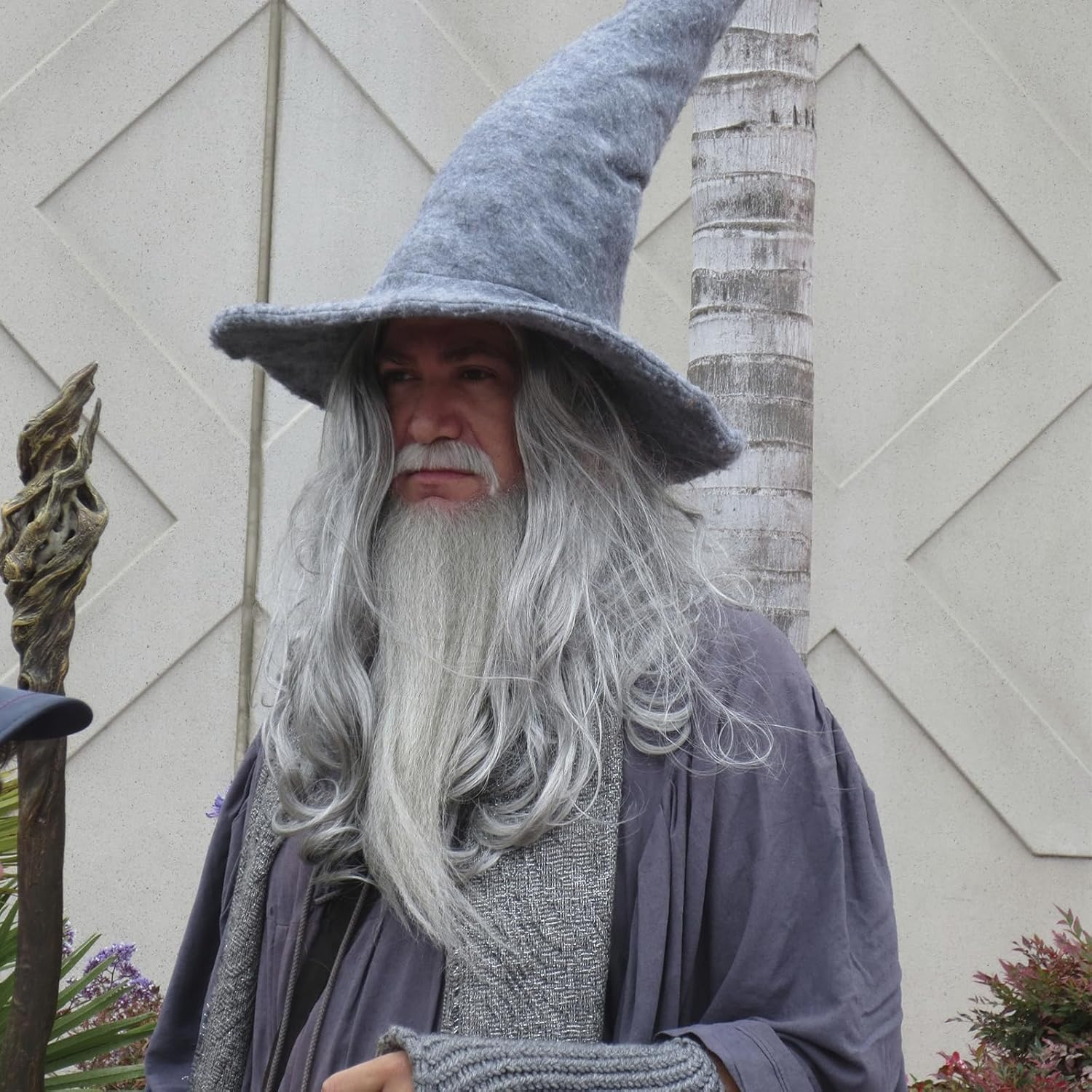 3Pcs Long Gray Wig for Men Costume with Wig Cap and Beard Men&rsquo;S Cosplay Synthetic Layered Hair Wigs Silver Man Wig for Adults Men'S Wig for Costumes Cosplay Christmas Halloween Carnival Parties Anime image number 1