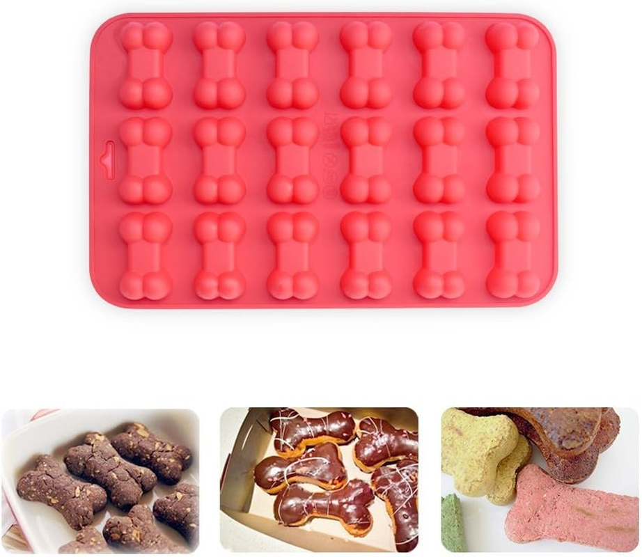 Homedge Puppy Dog Paw and Bone Silicone Molds, Non-Stick Food Grade Silicone Molds for Chocolate, Candy, Jelly, Ice Cube, Dog Treats (Puppy Paw Bone Set of 4PCS) - Bar 2+2 image number 7