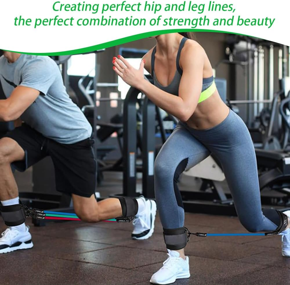 Ankle Resistance Bands with Cuffs and Storage Bag, 10 Lbs 20 Lbs 30 Lbs 3 Different Pound Fitness Training Ankle Strap, Women Exercise Equipment, Black image number 2