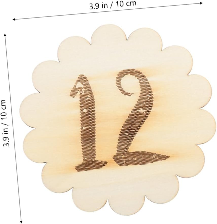 Yardwe 36 Pcs Monthly Milestone Cards Wooden Lace Numbers Newborn Photography Props Creative Birthday Announcement Shower Keepsake image number 5