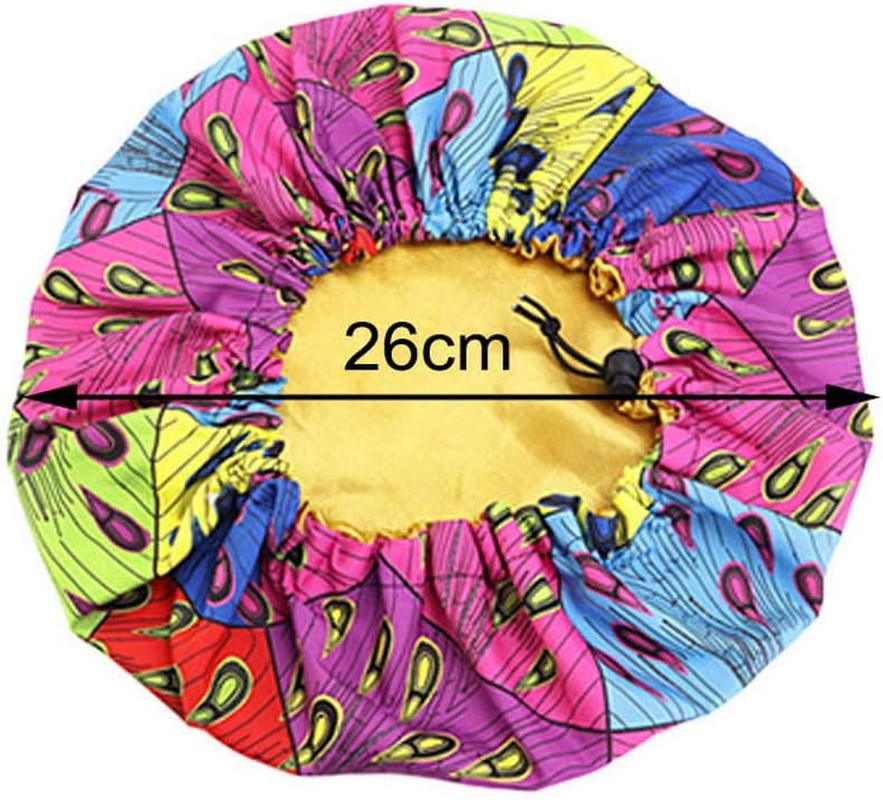 COMVIP Kids Elastic Band Night Sleep Caps Sleeping Hats Satin Bonnet B: Peacock