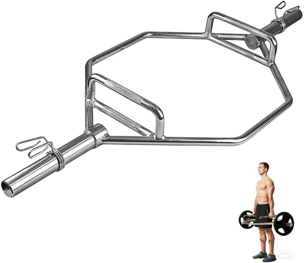 HCE Olympic Hex Shrug Bar, Hex Bar, Hex Trap Barbell with Spring Collars - 2" Chrome Steel Weight Bar, Deadlift Exercise Training Bar for Weightlifting, Bodybuilding, Crossfit, Fitness Gym Equipment Gear image number 1