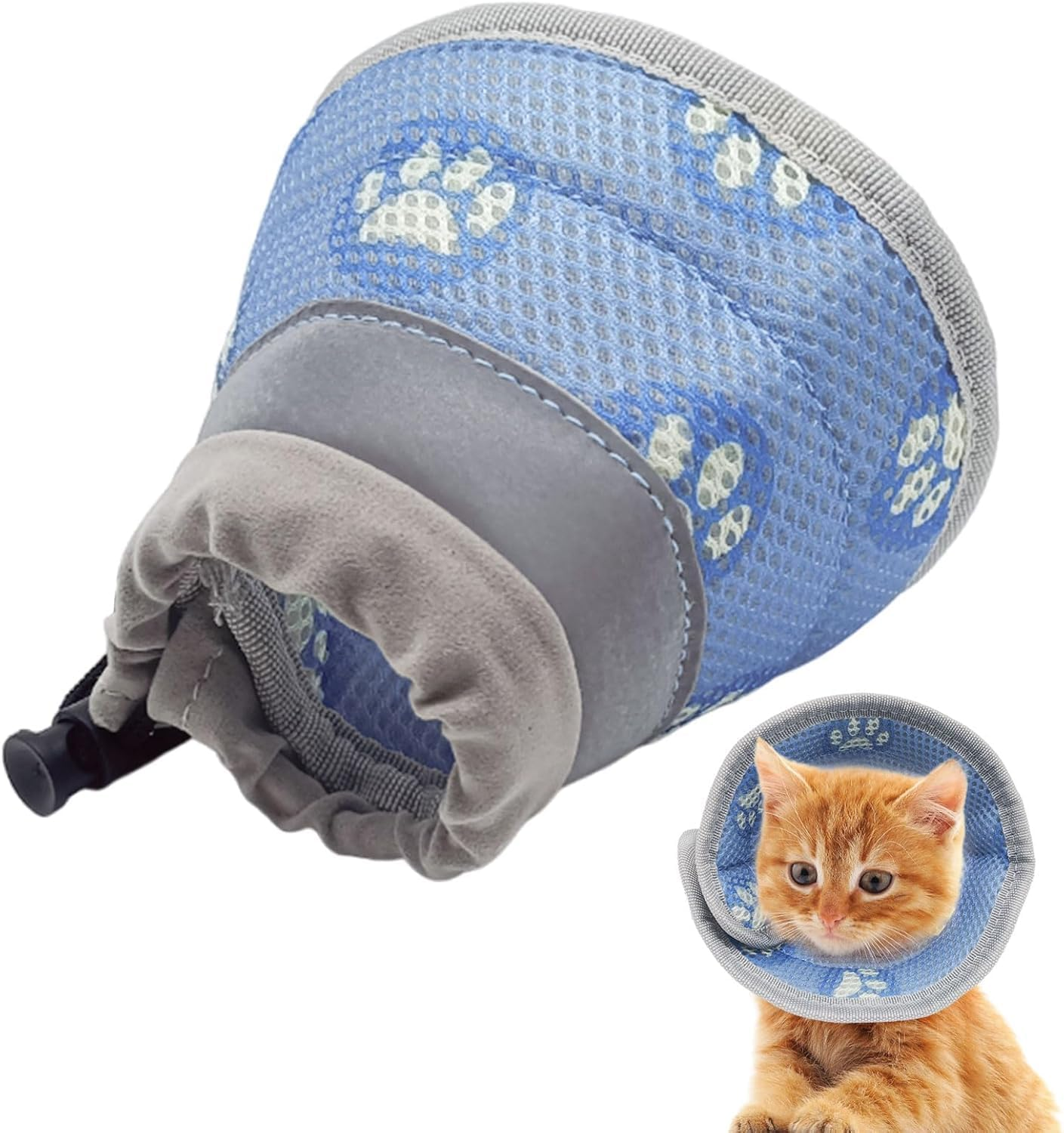 Cat Collar, Recovery Collar, Soft Collar Cone after Surgery, Protective Collar, Cat Collar, Adjustable Collar Prevents Licking Wounds, Cat Collar (Blue, S) image number 1