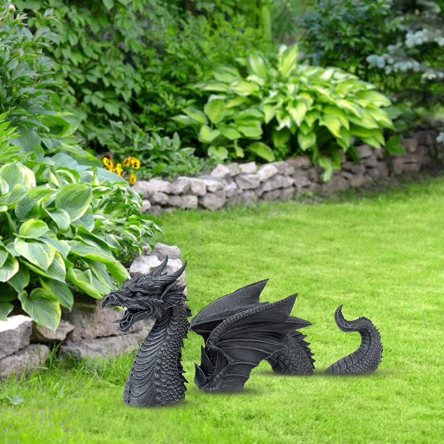 Garden Dragon Resin Gardening Statue, Dragon Garden Display Decorative Accent Sculpture, Decorative Sculpture for Patio, Front Garden, Lawn image number 4