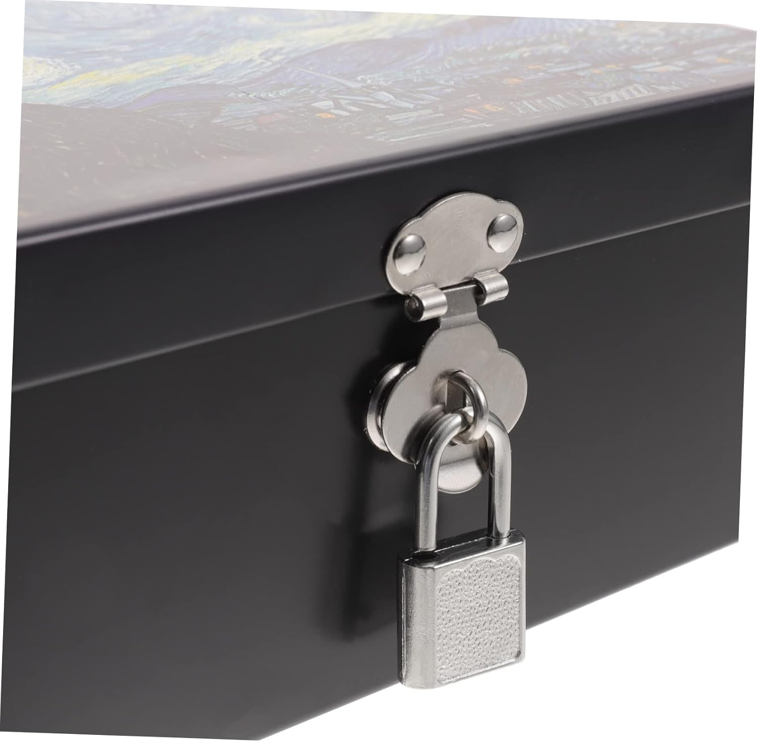 Vintage Medium Tinplate Storage Box Lock Decorative Lockable Small Metal Organizer Case for Home Desktop Keepsake and Jewelry Storage image number 2